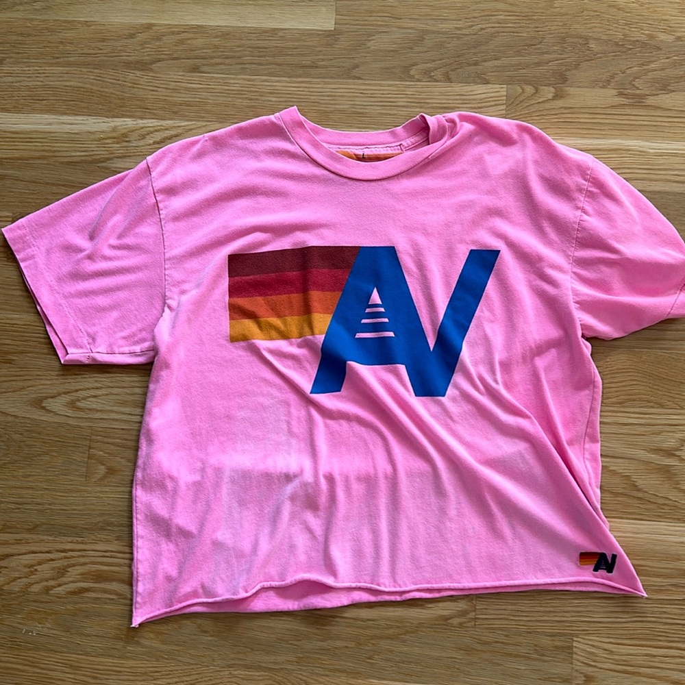 Aviator Nation Logo Boyfriend Tee - Neon Pink